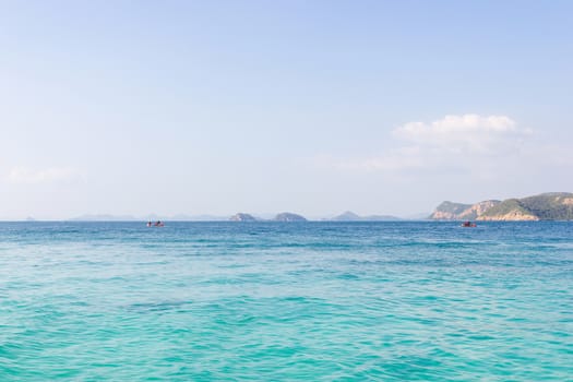Landscapes View The atmosphere is beautiful sea with mountain background , The beach of Thailand.