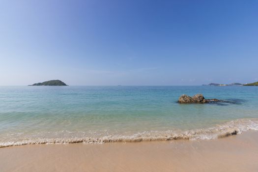 Landscapes View The atmosphere is beautiful Sand and sea and the color of the sky, The beach of Thailand.