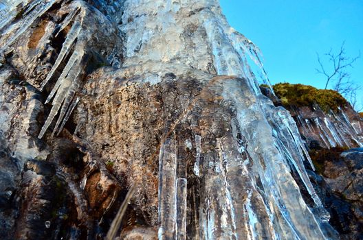 Beautiful autumn frozen streams in Northern Norway