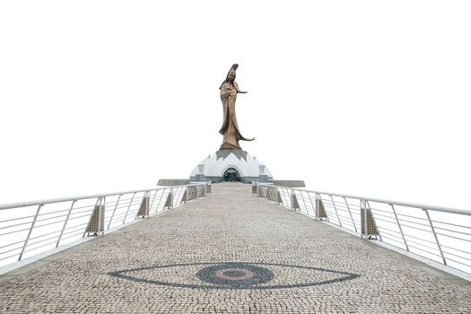 Statue of kun iam macau in white background with clipping path