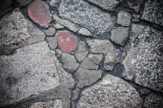 Broken Brick walkway backgroud and close up