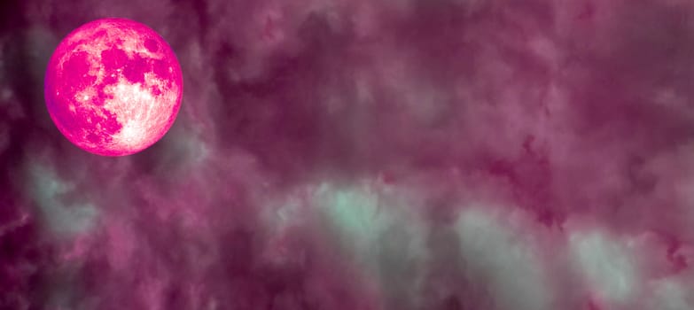 super full pink moon and panorama cloud pink sky, Elements of this image furnished by NASA