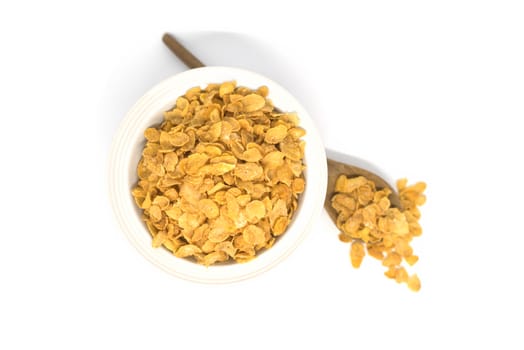 Corn flakes and bowl isolated