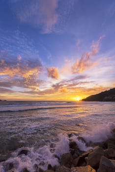 sunset sky and tropical sea