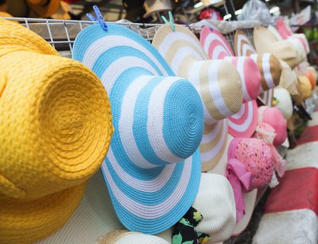 Summer hats sale at market