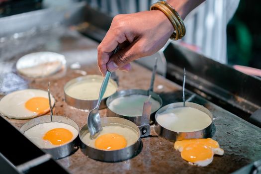 Cooking Fried Eggs on Pan