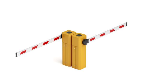 Double parking barrier on white background