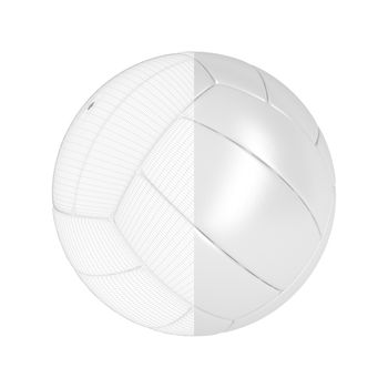 3D render of volleyball ball with visible wire-frame