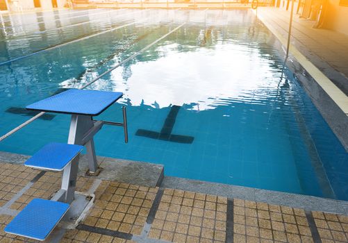 Swiming pool and jumping stand