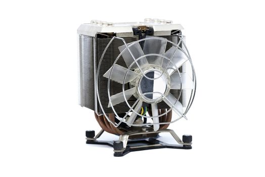 Cooler CPU fan with heat sink and cable , isolated on white background