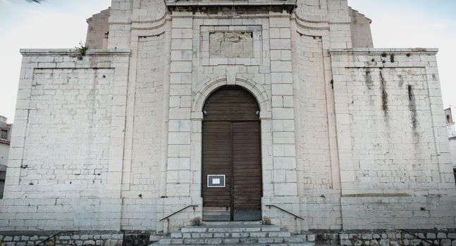 Sete, France - January 4, 2019: Architectural detail of the Saint Louis Church in the upstate of the city on a winter day