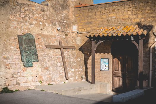 Sete, France - January 4, 2019: Architecture detail of the chapel of La Salette on the heights of the city on a winter day