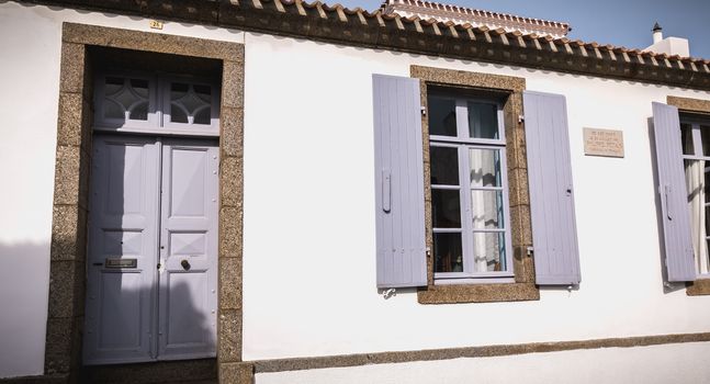 Port Joinville, France - September 16, 2018: architectural detail of the house where Marshal Petain died on July 23, 1951 in the historic city center of the island of Yeu