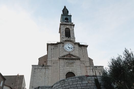 Sete, France - January 4, 2019: Architectural detail of the Saint Louis Church in the upstate of the city on a winter day