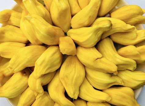 Beautiful view of Jack fruits kept in a plate for sale at market during the summer season