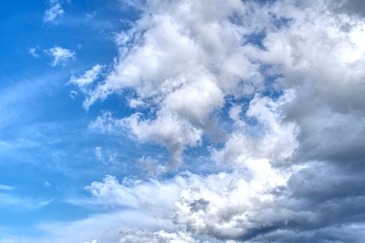 blue sky background with tiny clouds before hard rain.