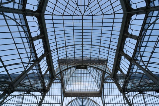 Geometrical quadrangular glass dome , bottom view.