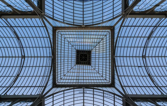 Geometrical quadrangular glass dome , bottom view.