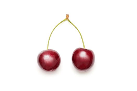 Sweet cherry close up isolated on white background