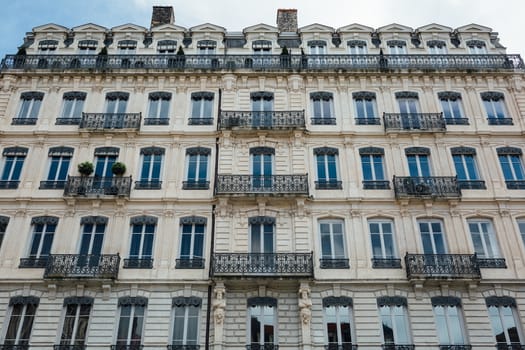 Beautiful stylish european apartment building facade.