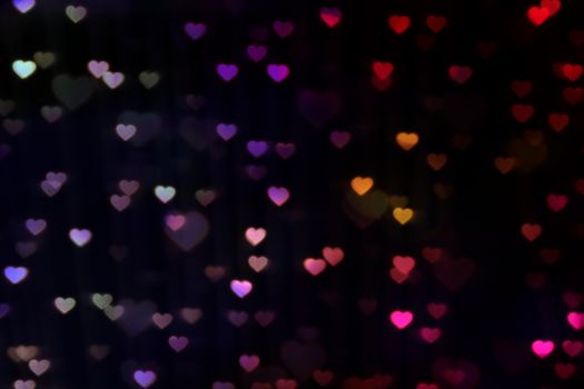 blur heart shape lights bokeh dark background, colorful bokeh lights heart soft wallpaper, sparkles heart shape bright bokeh valentine romantic background