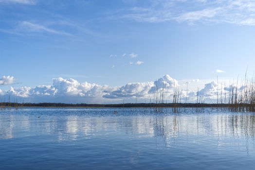 blue sky background with tiny clouds before hard rain with nice like, located in Estonia, Maardu