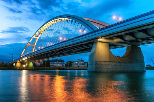 Apollo bridge before storm on a summer day at evening, Slovakia, Europe