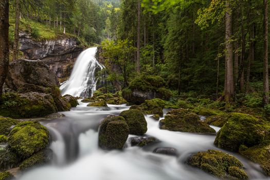 Beautiful view of Gollinger waterfall during summer, Austria, alps