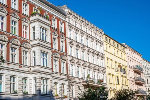 Renovated old apartment buildings seen in Berlin, Germany