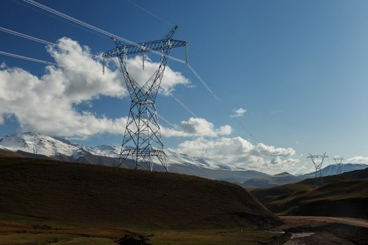 power line in the mountains of Kyrgyzstan.