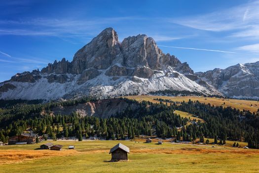 Sass de Putia, Dolomiti - Peitlerkofel, mountain, Dolomites, Alps, Italy hike. Landscape dolomite mountains weather blue sky summer - belluno, trentino. Scenery.