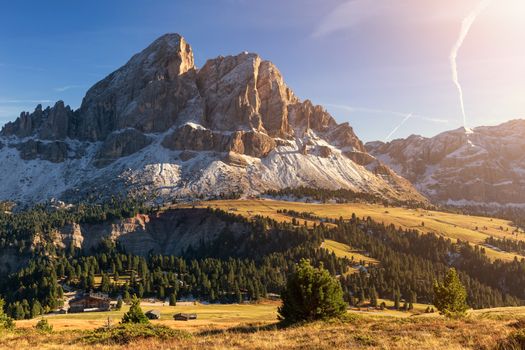 Mount Sas de Putia/Peitlerkofel from Passo Erbe in Italian Alps, Dolomites