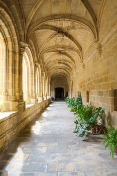 Corridor of cloister of the Santo Domingo convent in Plasencia, Spain. This building is nowadays the Parador Hotel of Plasencia.