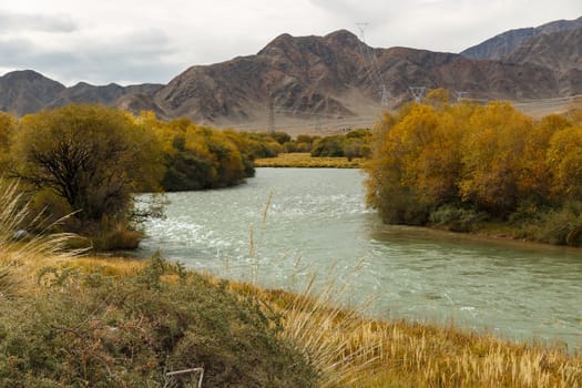 Chu River, border between the Issyk-Kul region and the Naryn region in Kyrgyzstan
