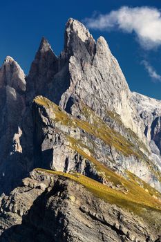 The Seceda peak, Seceda, Ortisei, South Tyrol, Dolomites, Italy.