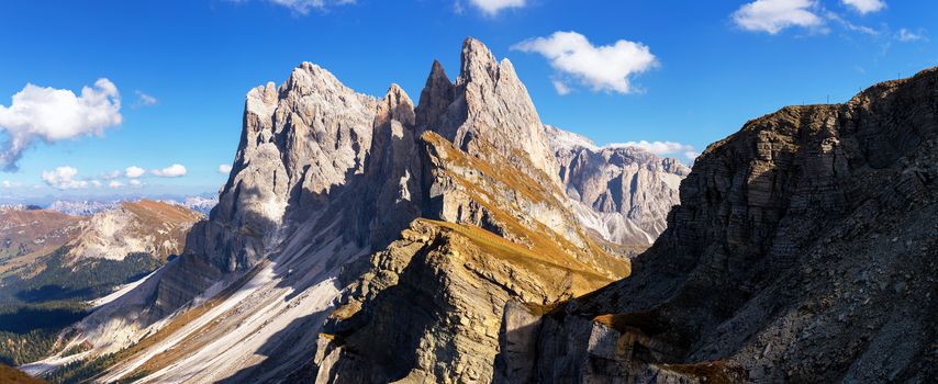 The Seceda peak, Seceda, Ortisei, South Tyrol, Dolomites, Italy.