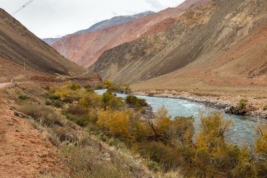 Kokemeren river, mountain river in the Naryn region of Kyrgyzstan.