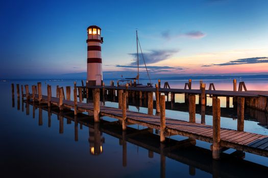 Lighthouse at sunset, Podersdorf am see, Austria