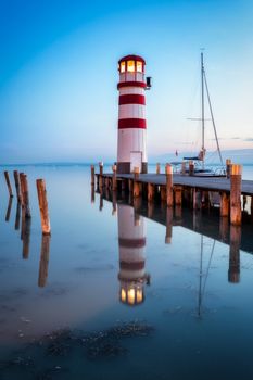 Lighthouse at sunset, Podersdorf am see, Austria