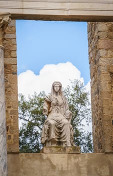 Sculpture of Ceres at an ancient theatre in Merida.The Archaeological Ensemble of Merida is declared a UNESCO World Heritage Site Ref 664