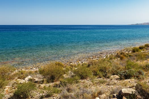 Southern shore of Lake Issyk-kul, the largest lake in Kyrgyzstan