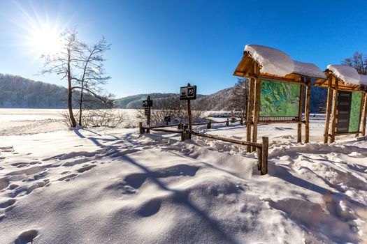 Plitvice lakes during winter, Croatia, Europe