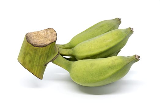 green bananas isolated on white background