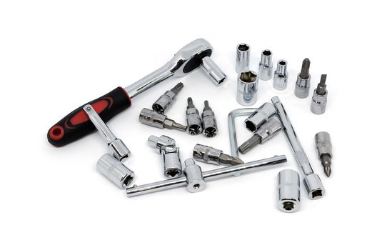 Blog wrench and Screwdriver blocks tool isolated