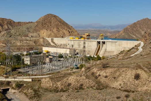 hydroelectric power station on Naryn river in Kyrgyzstan.
