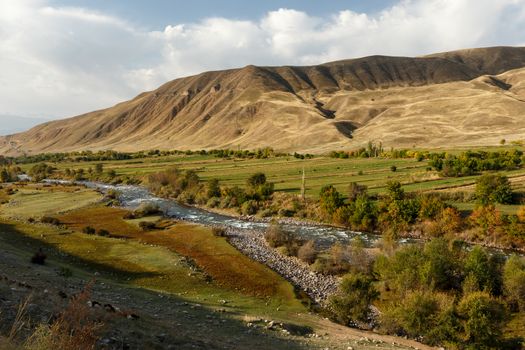 river Chychkan, fast mountain river in Kyrgyzstan
