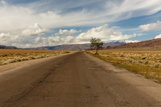 A 365 highway, passing in the Issyk-Kul Region of Kyrgyzstan, in the area of Orto Tokoy Reservoir