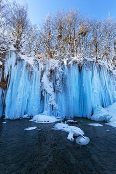 Frozen waterfall at plitvice lakes, Croatia