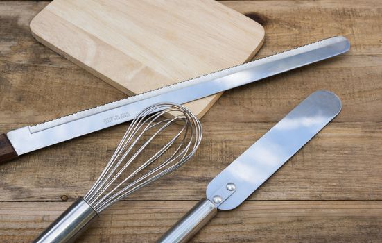 Bakery And Cooking Tools on wood table