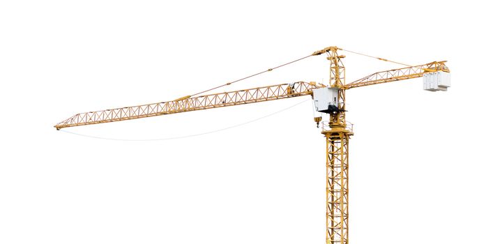 Yellow crane isolate on white background